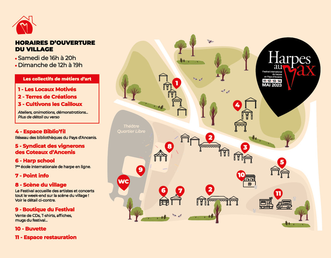 Plan du village festival harpes au max 2023