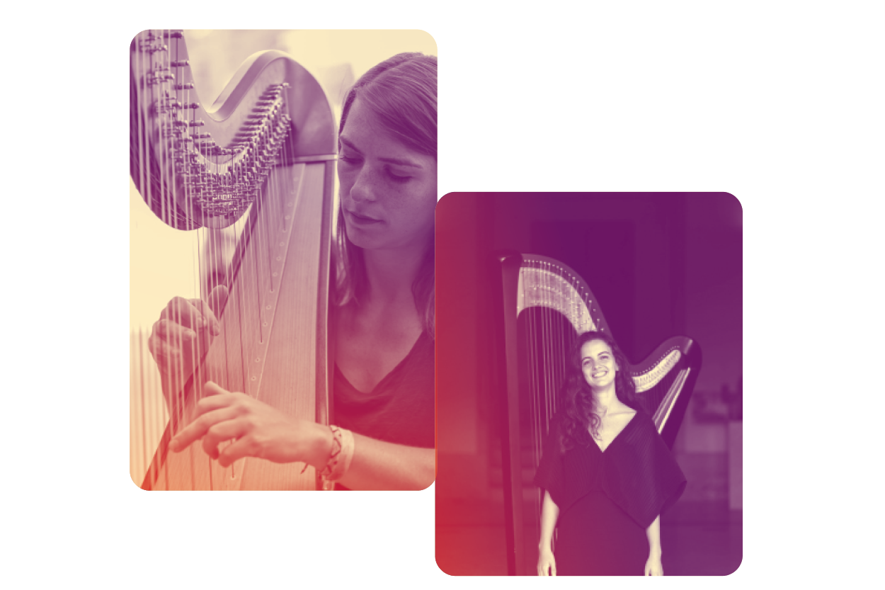 Anne-Sophie Pannetier et Rose Pollier-Meliodon Anne-Sophie Pannetier et Rose Pollier-Meliodon à la harpe